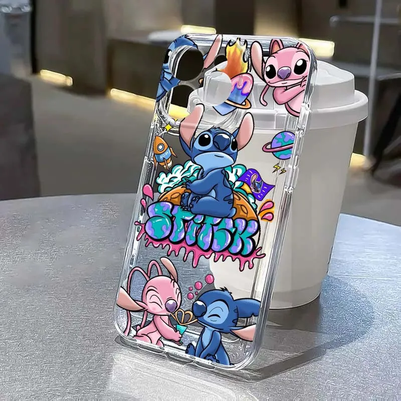 

Popular Angel Stitch Love Art Phone Case For Apple iPhone 17 16 15 14 13 12 11 Air Pro Max Plus Mini Transparent Soft
