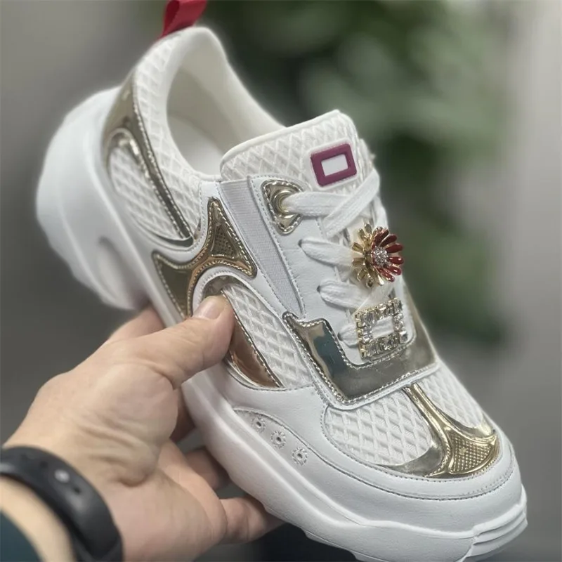 Fashion Designer Women's Shoes New Luxury Rhinestone Casual Shoes for Woman Comfort Air Mesh Chunky Sneakers Zapatillas De Mujer view 3