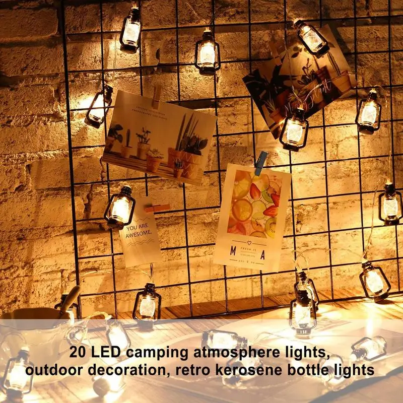 Outdoor String Lights Kerosene Camping Tent Decorations Patio Lights Camp Theme Party Decor Outside Hang Lights For Balcony