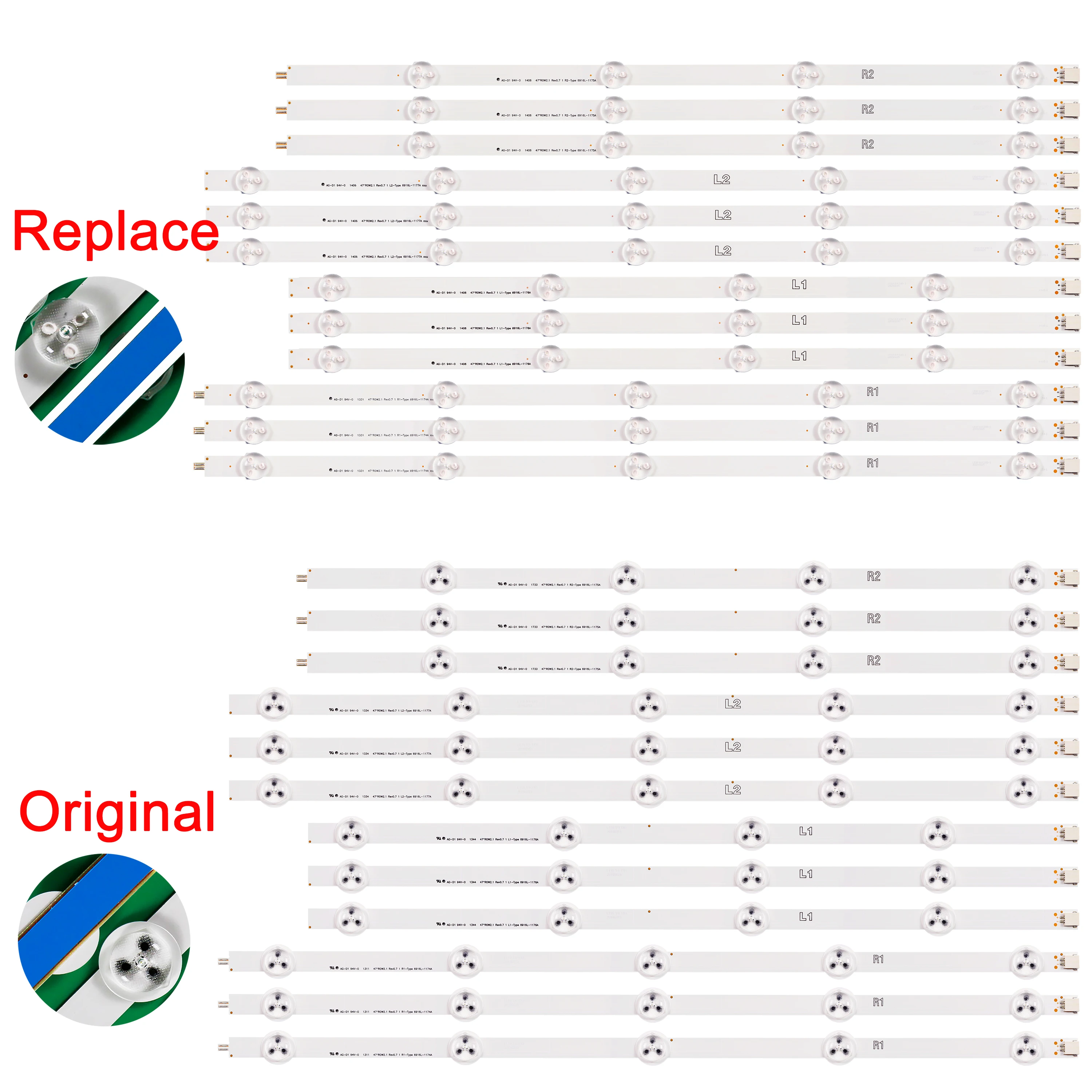 

LED Strips for 47LN542Y 47LA6134 47E5ERS 47LA6130 47LA613V 47LA6150 47LA6154 47LA615S 47LA615V 47LA6200 47LA6204 47LA620S