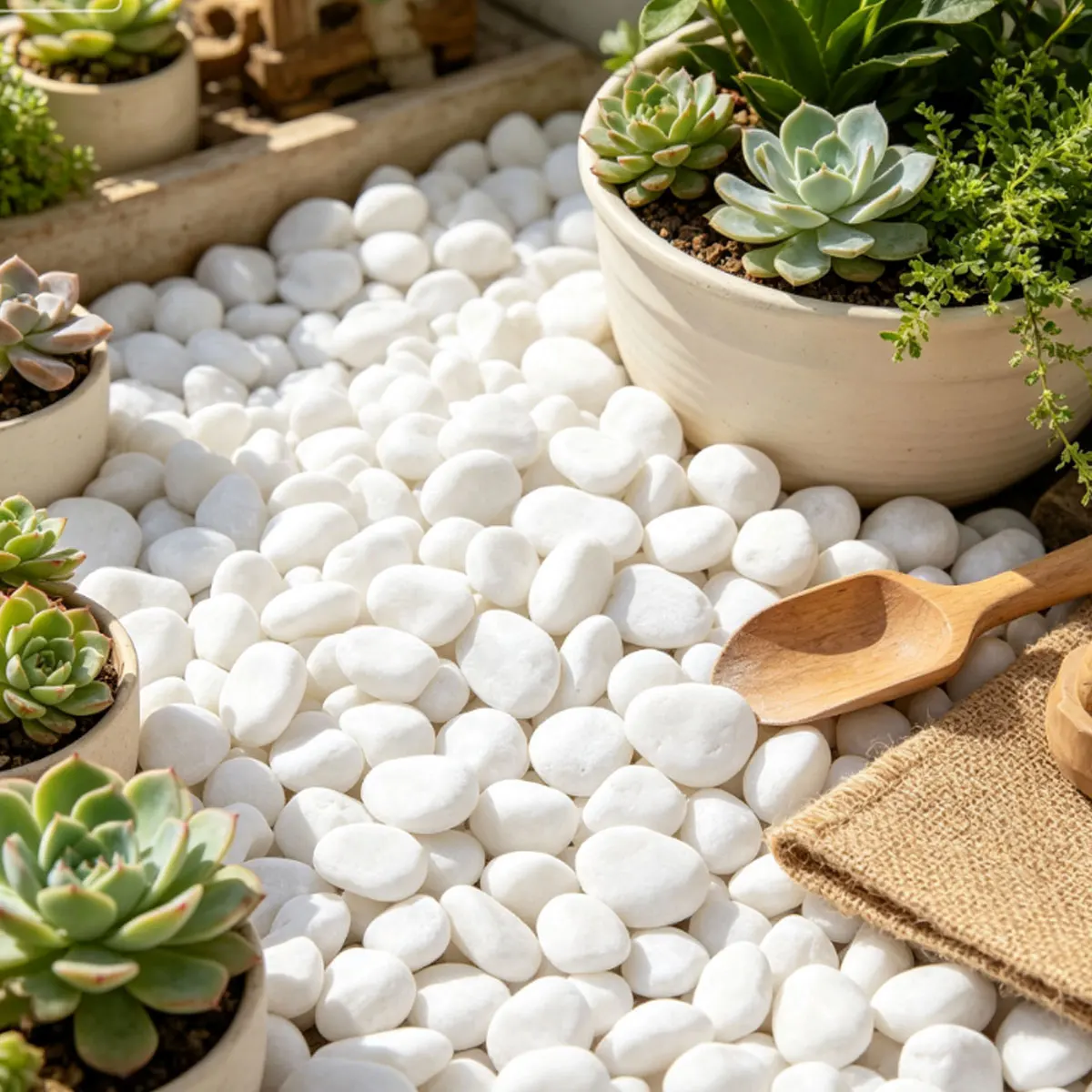 350g High Polished Smooth White Natural River Pebbles 2-3cm Decorative Landscape Gravel, Multipurpose Stone Fillers Decor ZSY