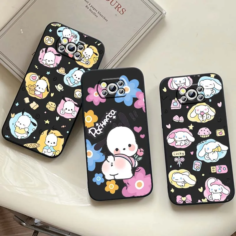 

Sanrio Pochacco Pompompurin Phone Case For Xiaomi Mi Poco F3 F4 F5 F6 X3 X4 X5 X6 X7 M3 M4 M5s M5 M6 GT Pro 5G Black Cover