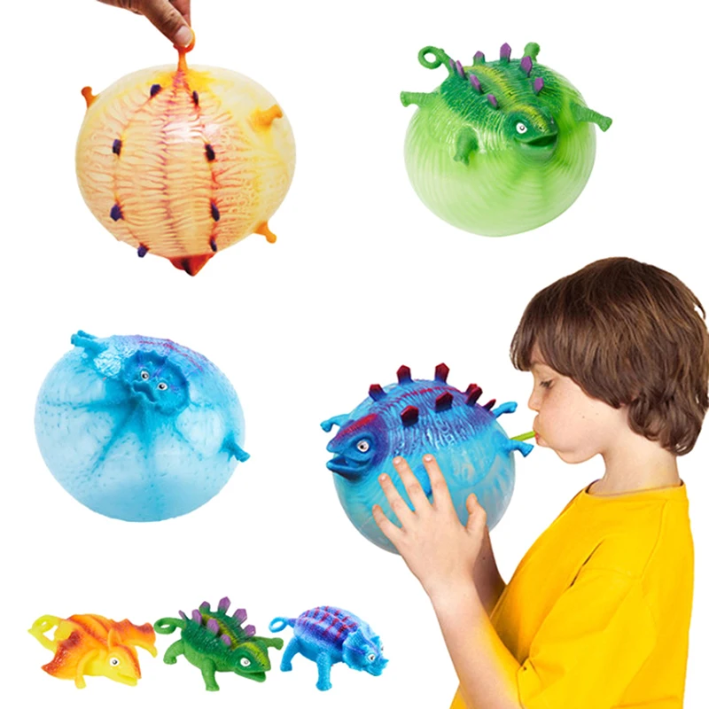 1Pc Dinosaurus Speelgoed Antistress Opblaasbaar Dierenspeelgoed Knijp Zachte Bal Ballon Speelgoed