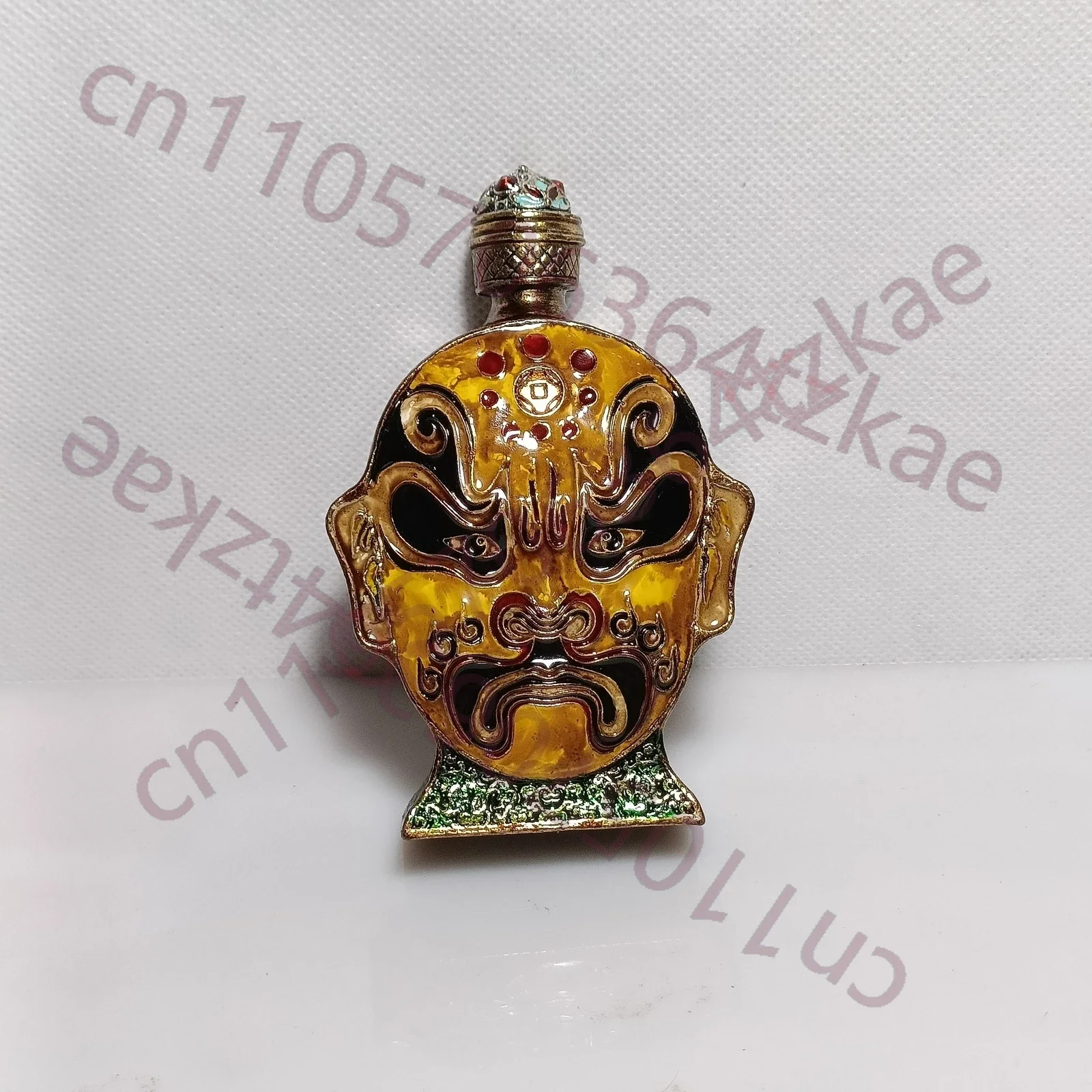 Peking Opera Facial Makeup White Bronze Enamel Colored Snuff Bottle Decoration