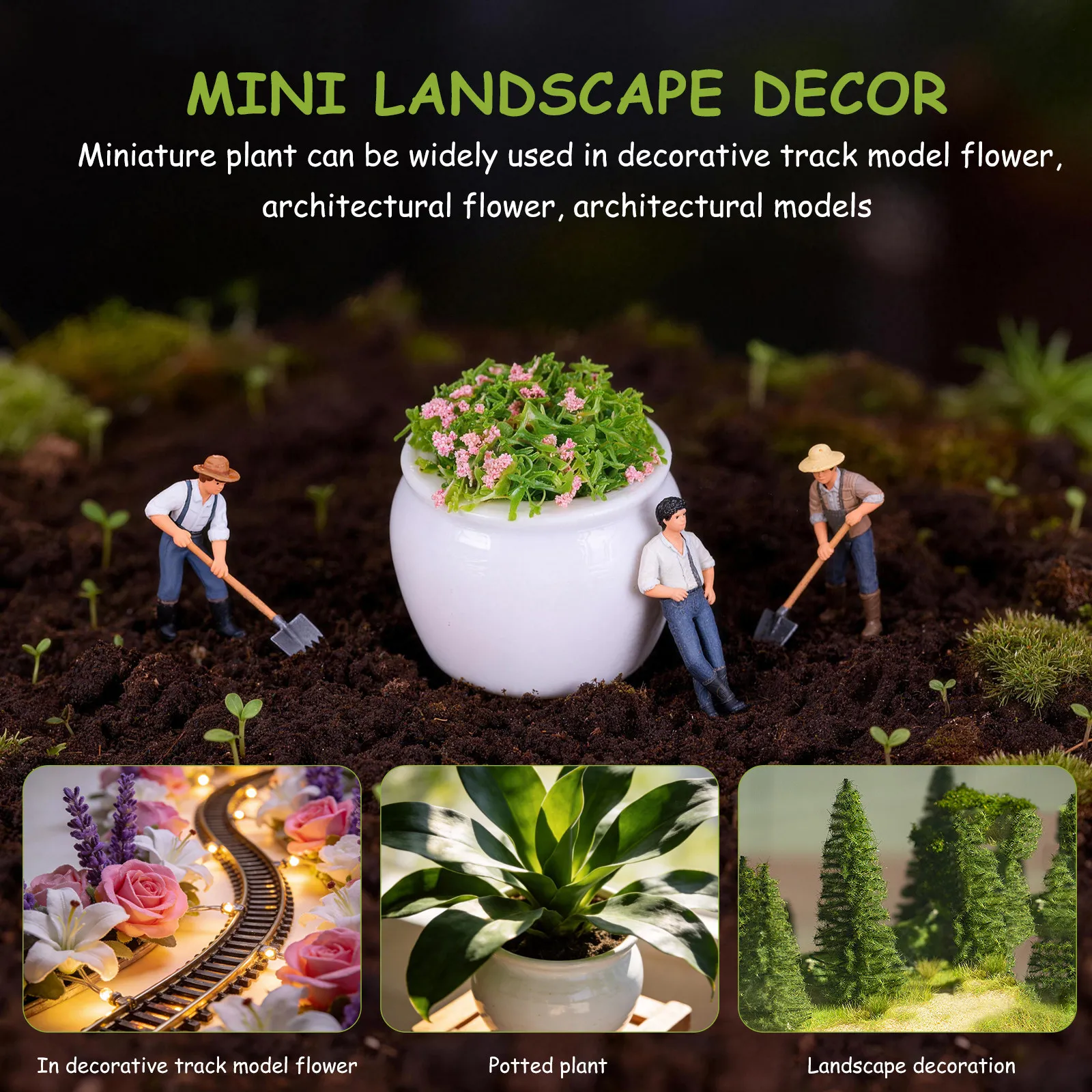 

8 шт. Искусственные цветочные композиции для ландшафтного дизайна, миниатюрные зеленые растения для декора, маленькие растения для оформления микросада