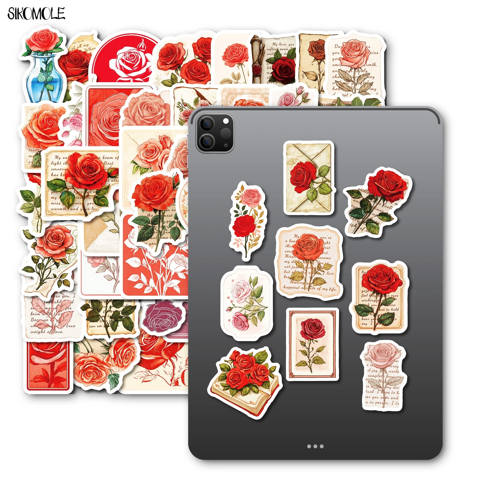 10/30/50PCS Vintage Rose Adesivi Estetici San Valentino Decalcomanie di Arte FAI DA TE Laptop Chitarra Skateboard Impermeabile Graffiti adesivo