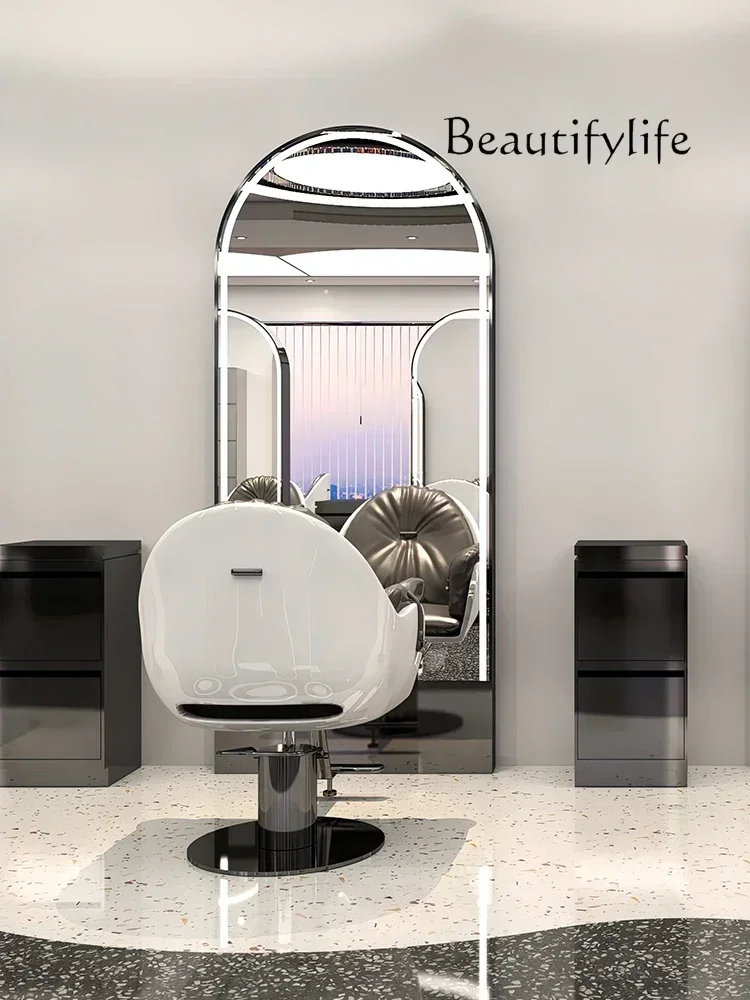 X Salon Barber Shop Mirror With LED Light Full-Length Mirror Double-Sided Floor Mirror For Hair Salon Dressing Table