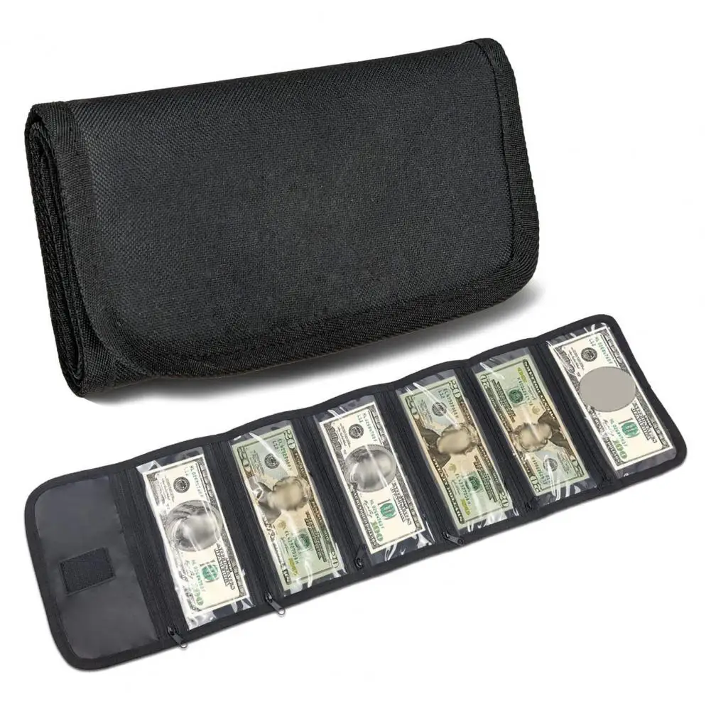 

Cash Wallet Waterproof Folding Wallet with 6 Zippered Pockets for Cash Cards Portable Money Bag for Travel Shopping Small Pocket