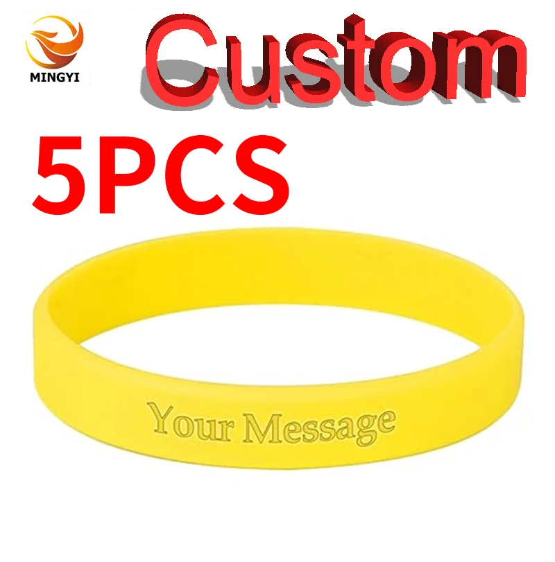 5PCS Debossed Bracelet Without Color Fill In Customizable LOGO ID SOS Bracelet Engraved Custom Silicone Wristband