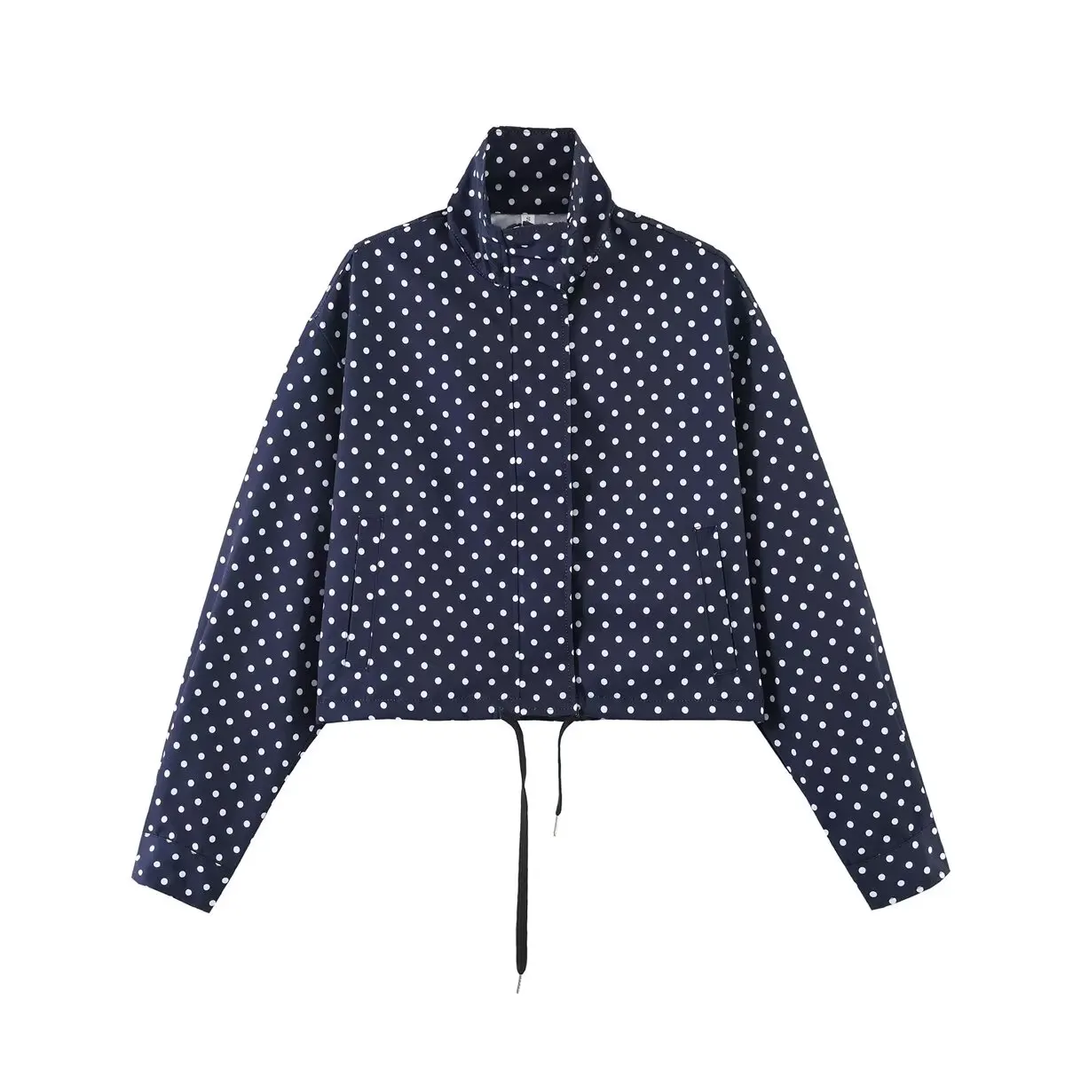 Polka Dot Print Korte Jassen Dames High Street Lange Mouwen Jassen voor Dames 2026 Elegante Kantoor Dames Casual Buitenkleding