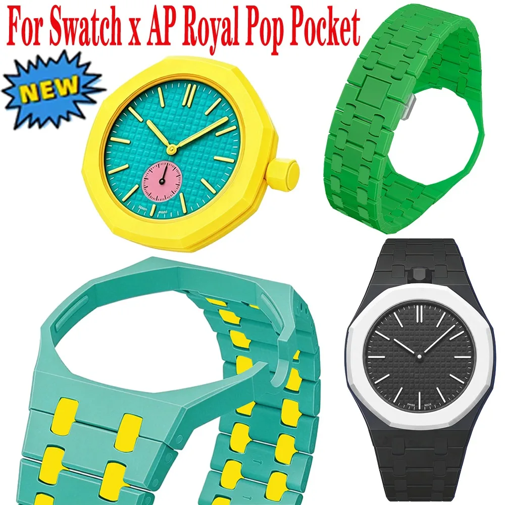 Bioceramic Case+Strap for Swatch X AP Royal Pop Pocket Watch Changer Modification Kit Luxury Bracelet for Royal Pop Accessories