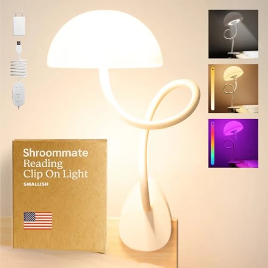Shroommate Clip On Light and Bed Headboard Lamp Bedside Table Lamp for Dorm College Dorm Room Essentials Night Light for Nurser