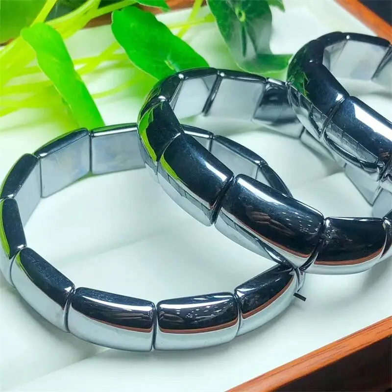 Natural Terahertz Bangle Bracelet Fashion Women Healing Jewelry Gemstone Reiki Energy Holiday Gift 1pcs 14x18mm