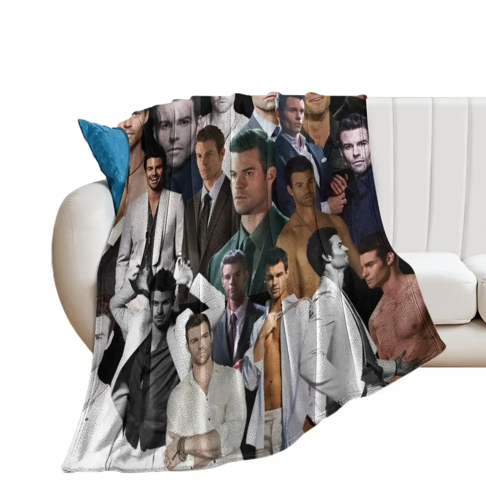 Daniel Gillies - Elijah Mikaelson photo collage Throw Blanket blankets ands Cute Custom Soft Plush Plaid Blankets