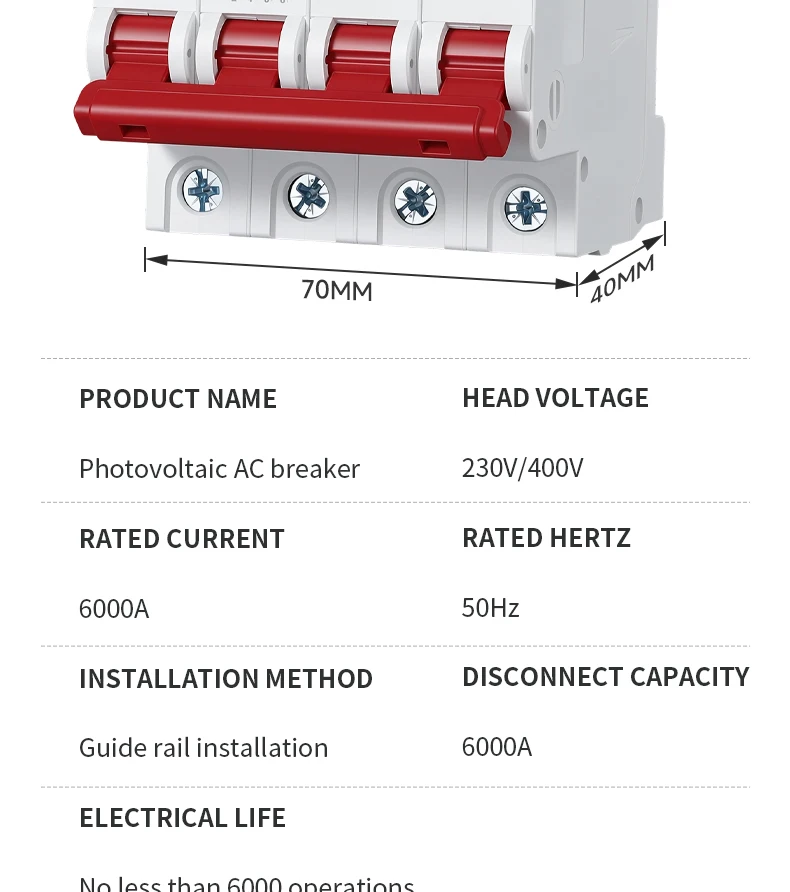 TDNK AC Mini-Leitungsschutzschalter MCB 1P 2P 3P 4P 6A-63A C-Typ DIN-Schienen-Luftschalter für den Überlastschutz im Haushalt – Detail 11