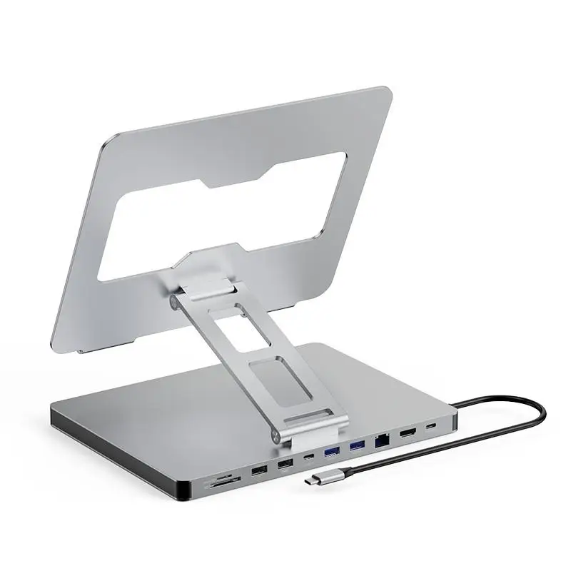 

Высококачественная подставка для ноутбука, алюминиевый адаптер USB C, многофункциональный концентратор 10 в 1, Ethernet Type-C, USB 3.0, концентратор USB 3.0 с 4K, 60 Гц