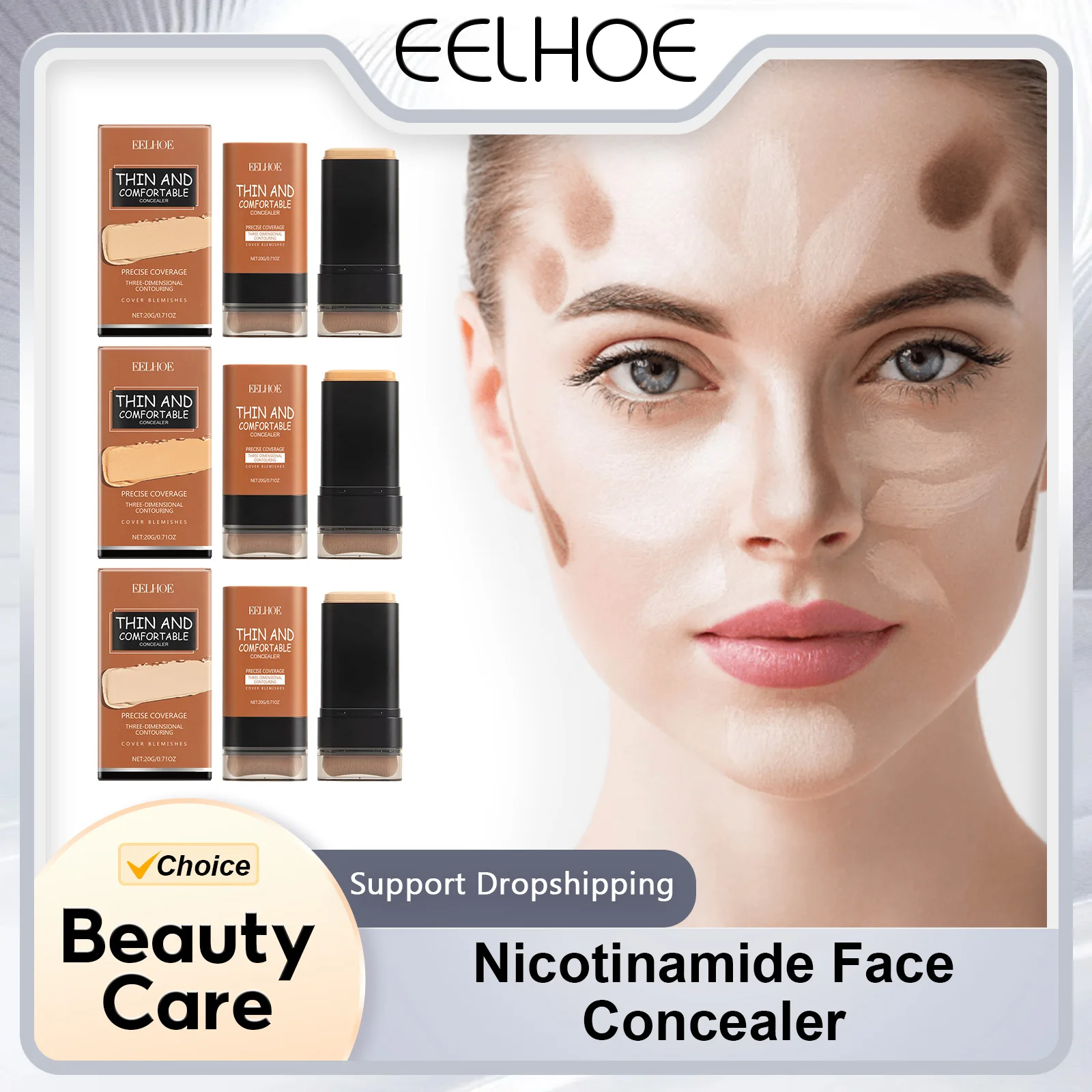 EELHOE nicotinamide face foundation concealer moisturizing face brightening Nourishing skin vitamin c dark spot concealer cream