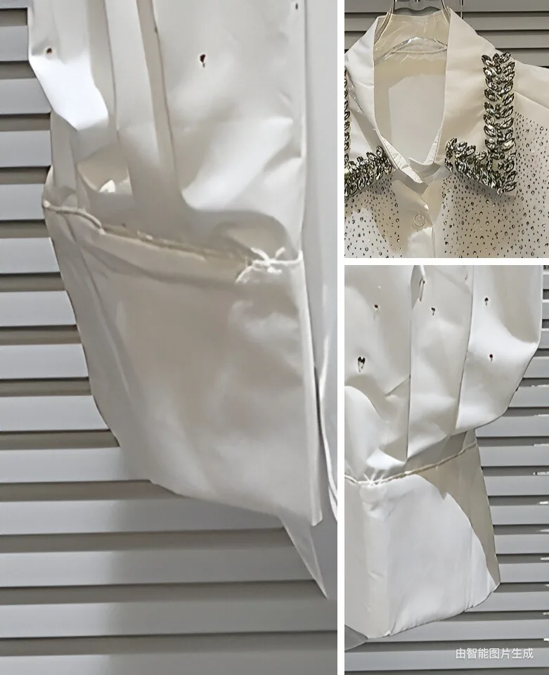 Fashion 2024 Spring New Shirts Rhinestone Beaded Gradient Starry Hot Rhinestone Shirt Long Sleeve Single Breasted Clothes