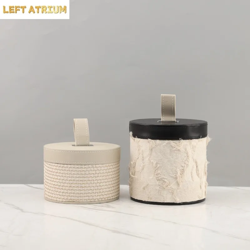 Modern Luxury Leather Jewelry Box Storage Containers Home Bedroom Dressing Table Cloak Room Storage Box Home Decoration