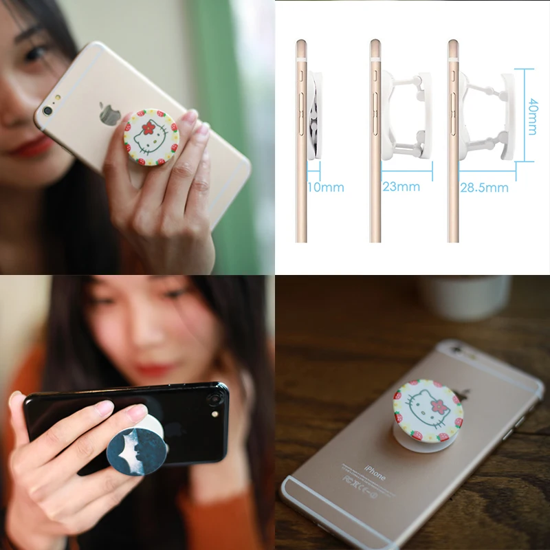 Dudukan Ponsel Mewah Dudukan Soket Saku Dapat Dilipat Gambar Berwarna Dapat Diputar Pegangan Cincin Membesar untuk iPhone 11 13 Pro Max Samsung
