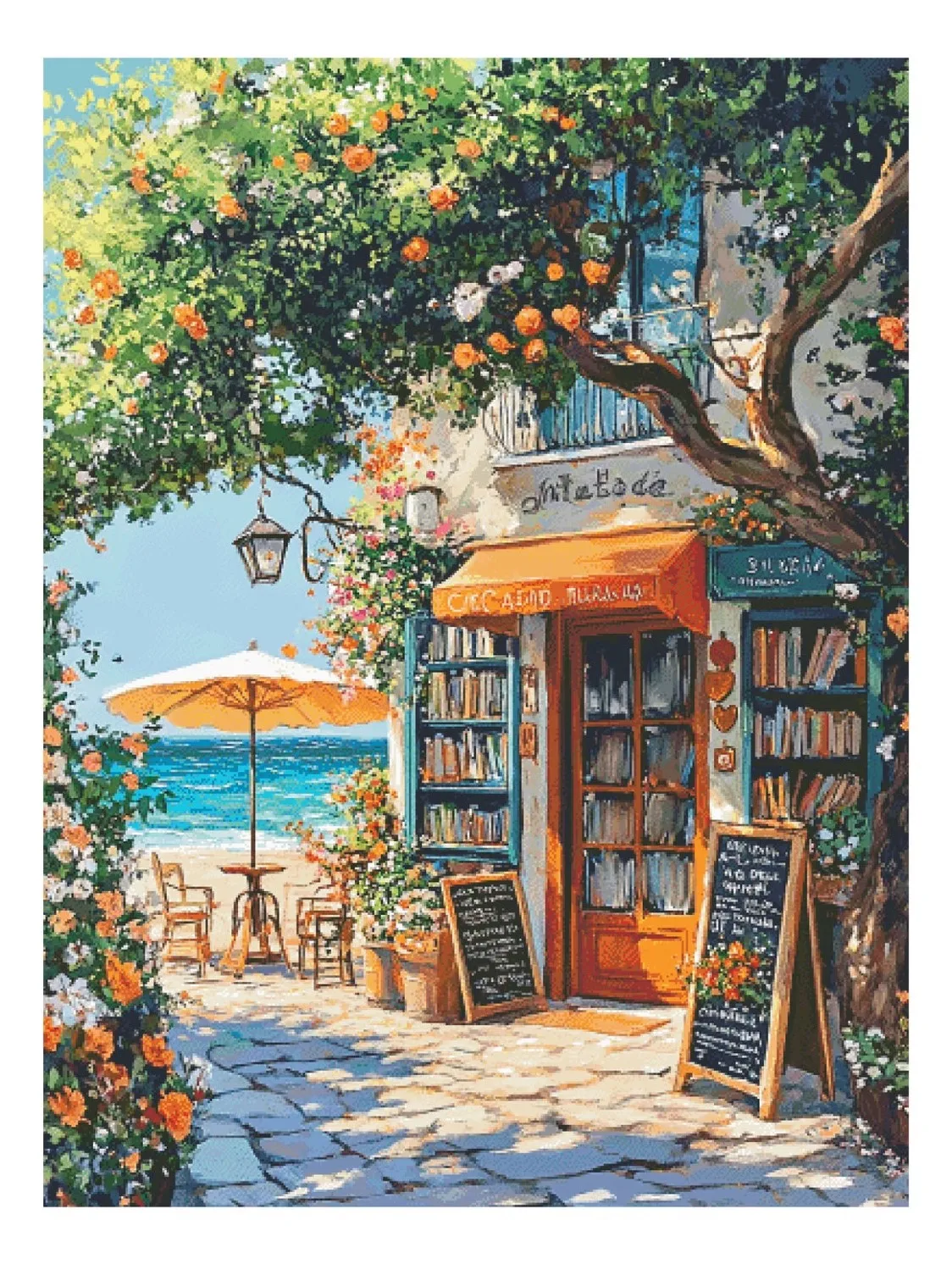 

Cross Stitch Kit DIY Set Seaside Bookstore 400 * 531 grid 133 color non mixed embroidery Decoration Cross Stitch Set