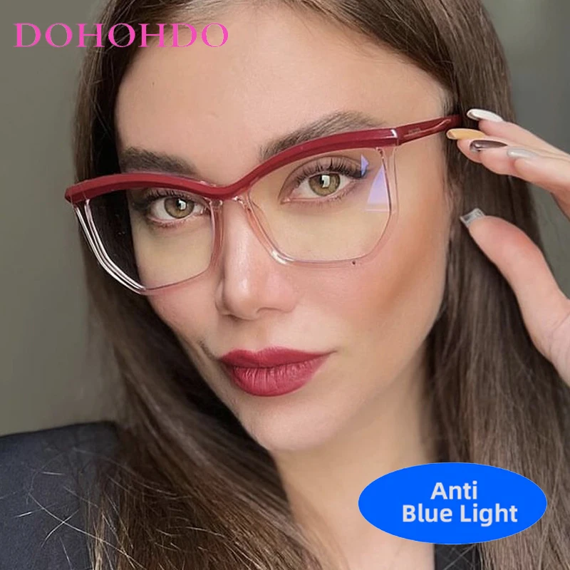 

Fashion 2025 Cat Eye Blue Light Blocking Women's Glasses Luxury Brand Designer Computer Reading Candy Color Optical Men Eyewear