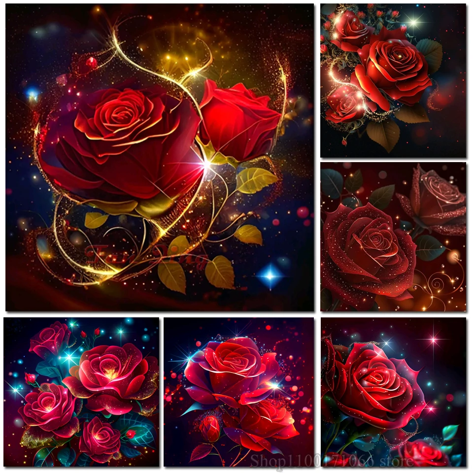 Embroidery Roses - 5d Nowość Diy Diamentowa Mozaika Czerwona