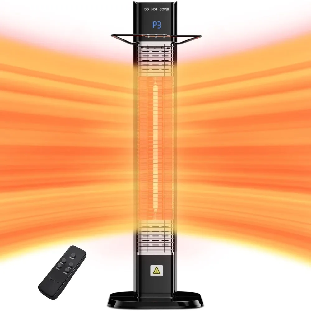 

Indoor Outdoor Patio Heater,1500W Electric Infrared Heater,Portable Space Radiant Tower Heater with Remote,Waterproof,24H Timer