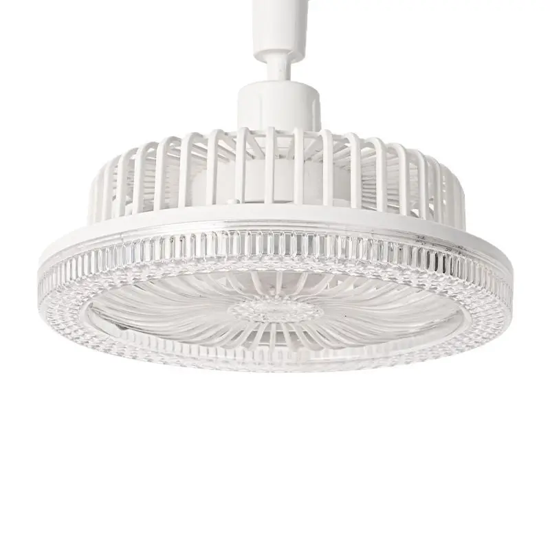 E27 Screw Crystal LED Fan Light Fan Chandelier Integrated Remote Control Home Bedroom Kitchen Three-color Dimming Light Bulb