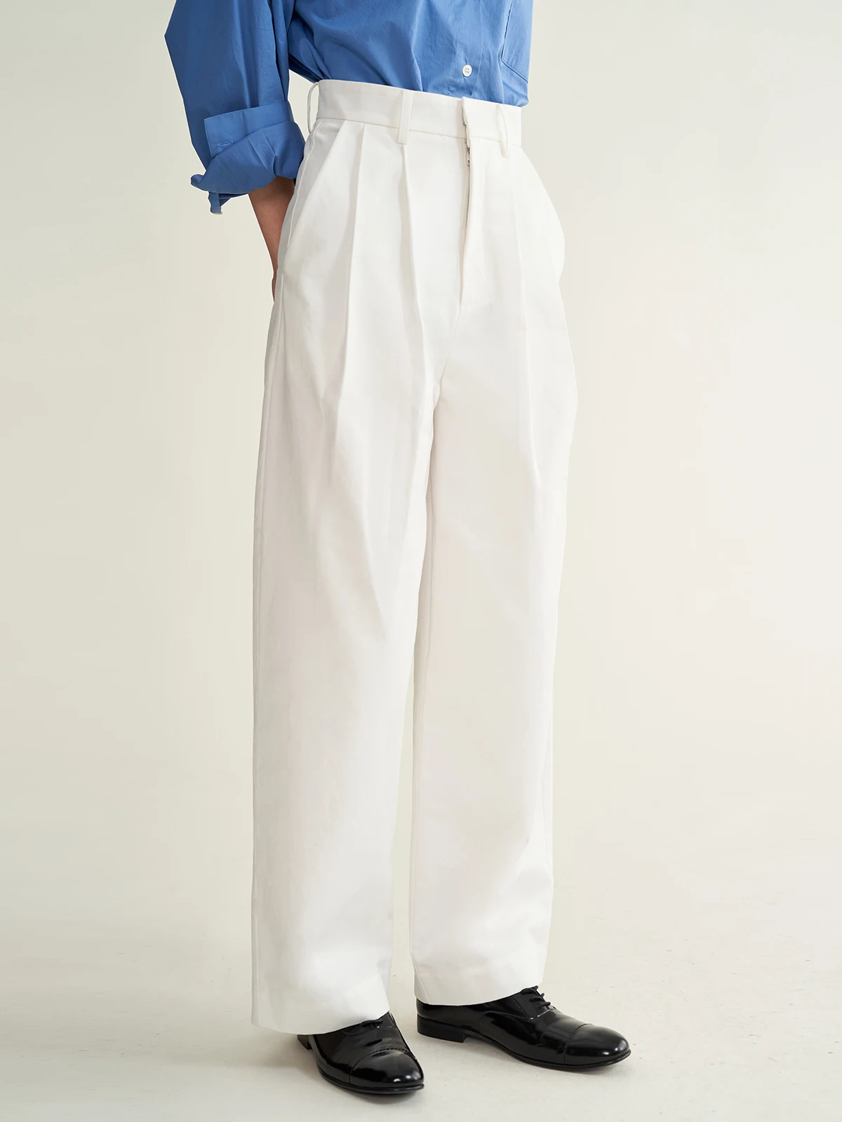 

Классические брюки Ertang с высокой талией и широкими штанинами, женские повседневные брюки, белые, 100% хлопок, весна-осень