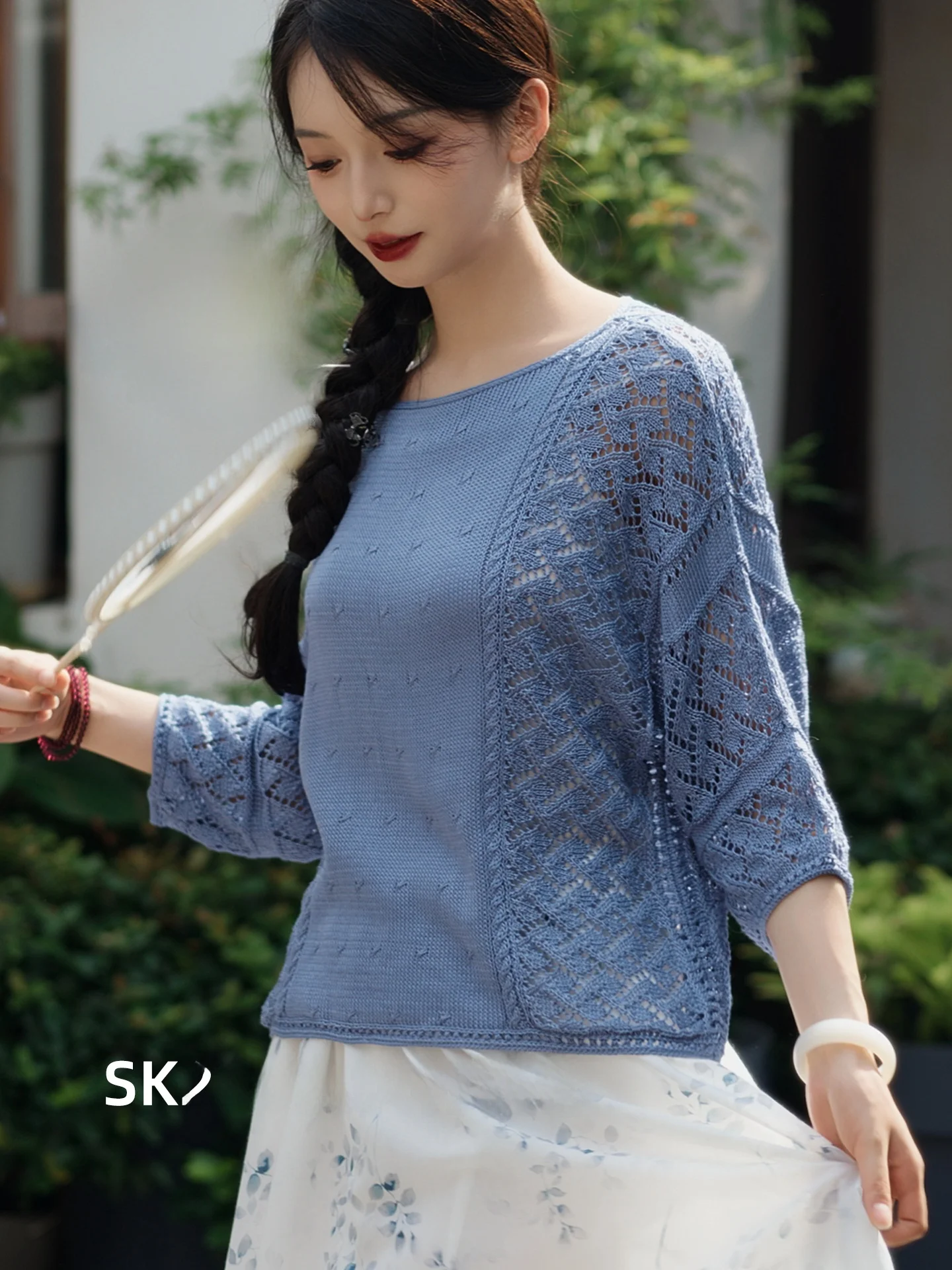 silver-flute-handmade-diy-material-kit-sk280-short-sleeve-hollow-out-top-video-included-light-weight-for-craft-enthusiasts