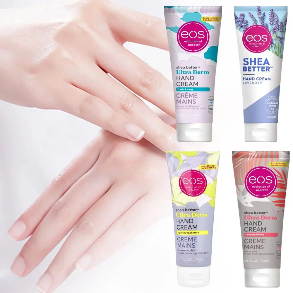 Crema de manos Eos de 74ml, Karité Natural, mejor, Ultra hidratante, suave, cuidado de las manos, alivia la sequedad, crema de manos aromática de marca Original