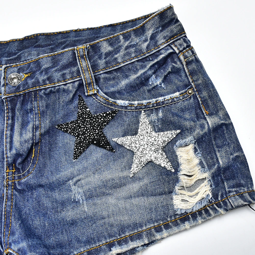 25Pcs Different Pattern Hot Fix Rhinestone Lips Star Heart Motif Iron on Transfer Applique Patches DIY Clothing Trim Decoration image 6