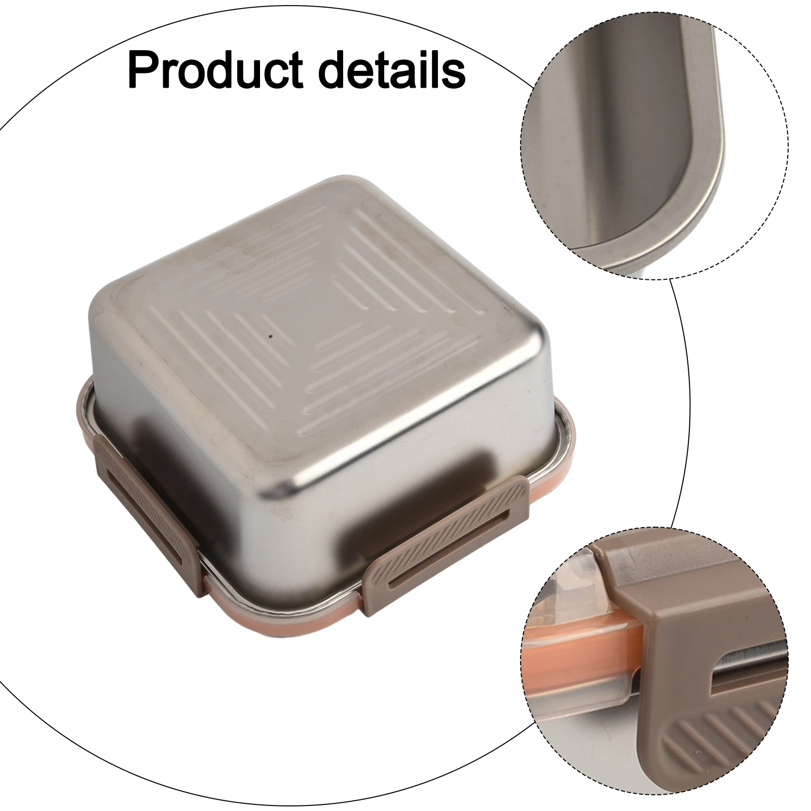 Portable Meal Storage 19.5x19.5x11.6cm 2400ml Leakproof Food Container 304 Stainless Steel Comfortable Grip Design