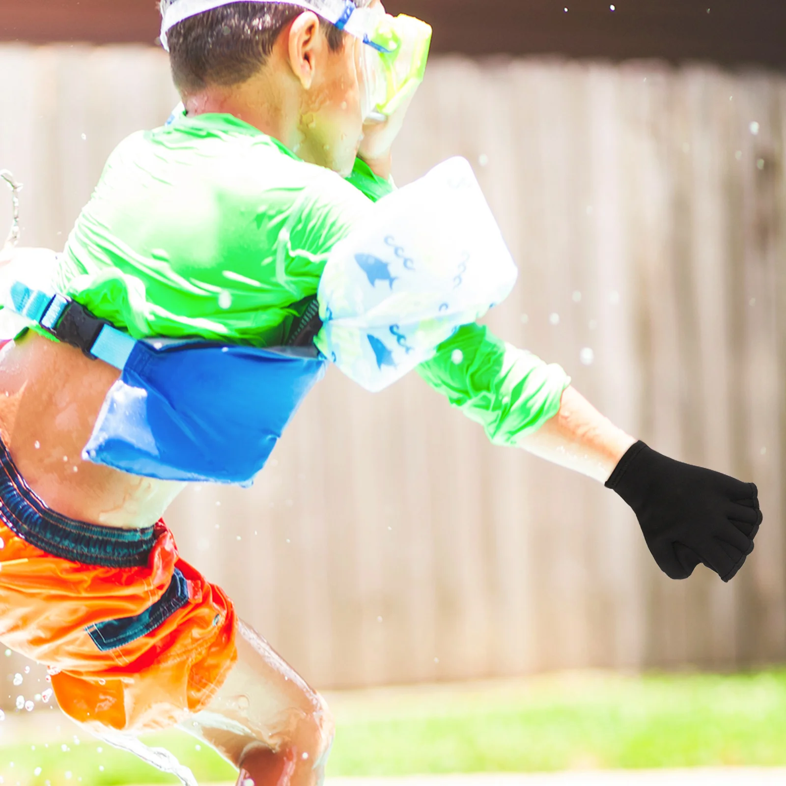 

1Pair Black Swim Fingerless Gloves Webbed Diving Gloves Breathable Soft Swimming Training Paddles Webbed Paddles