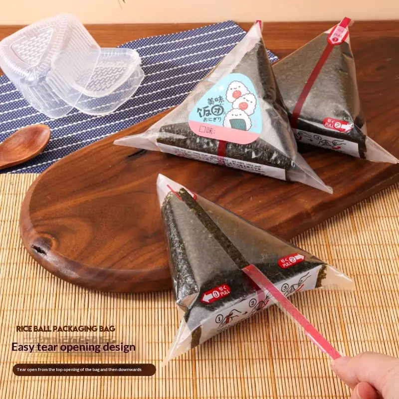 C 20/100 Pcs Triangular Rice Ball Packaging Bags Nori Seaweed Onigiri Sushi Easy Tear Portable Bento Supplies