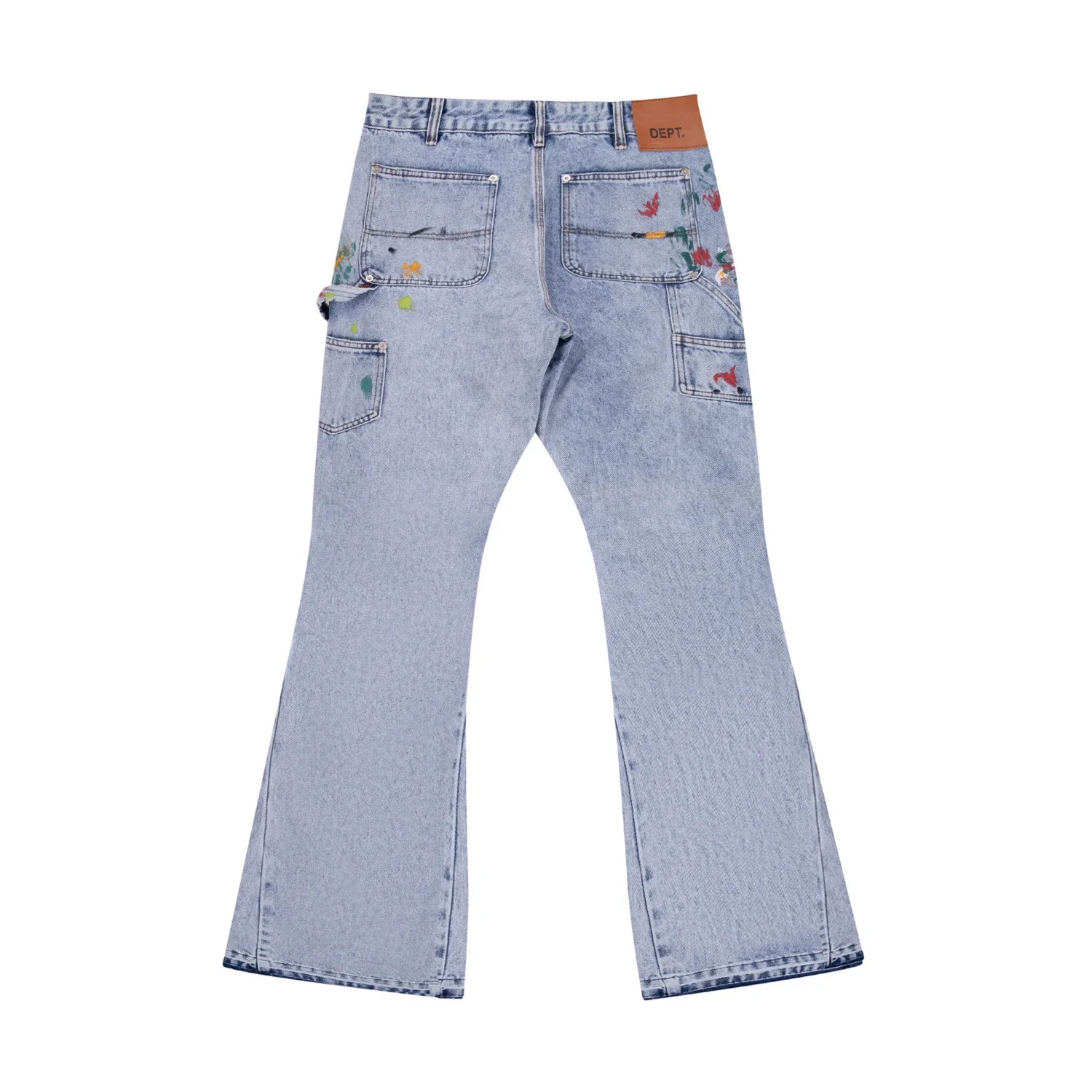 قسم جينز أزرق مغسول بفتحات مكسورة، جيوب كاجوال للرجال والنساء في شارع العليا، سروال بأزرار سفلية #2