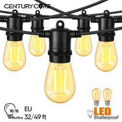 LED S14 String Light 220V EU PLUG Fairy Lights Waterproof Shatterproof Plastics Garden Vintage Party Outdoor Wedding Decorations