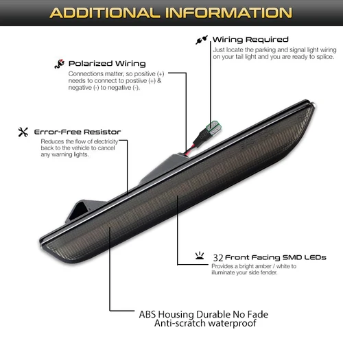 Imagen 2 del producto Luz de posición lateral para parachoques trasero delantero de coche, 2 uds., blanca, para Ford Mustang Base GT Shelby GT500 Boss 302 2010 2011 2012 2013 2014