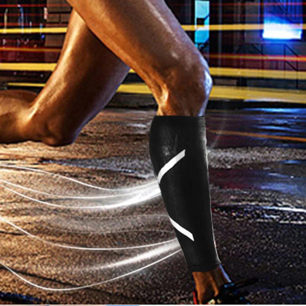 

1Pair Breathable Compression Socks Black Size M Knee High Elastic Calf Sleeve for Running Athletic Sports Outdoor Protection