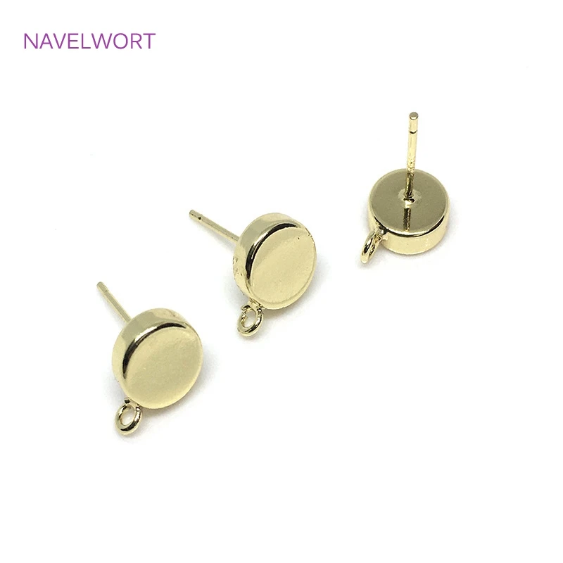 Supplies For DIY Earring Making,Brass Metal 14K Gold Plated Post Earring Fittings For Women Fashion Jewelry Making Components