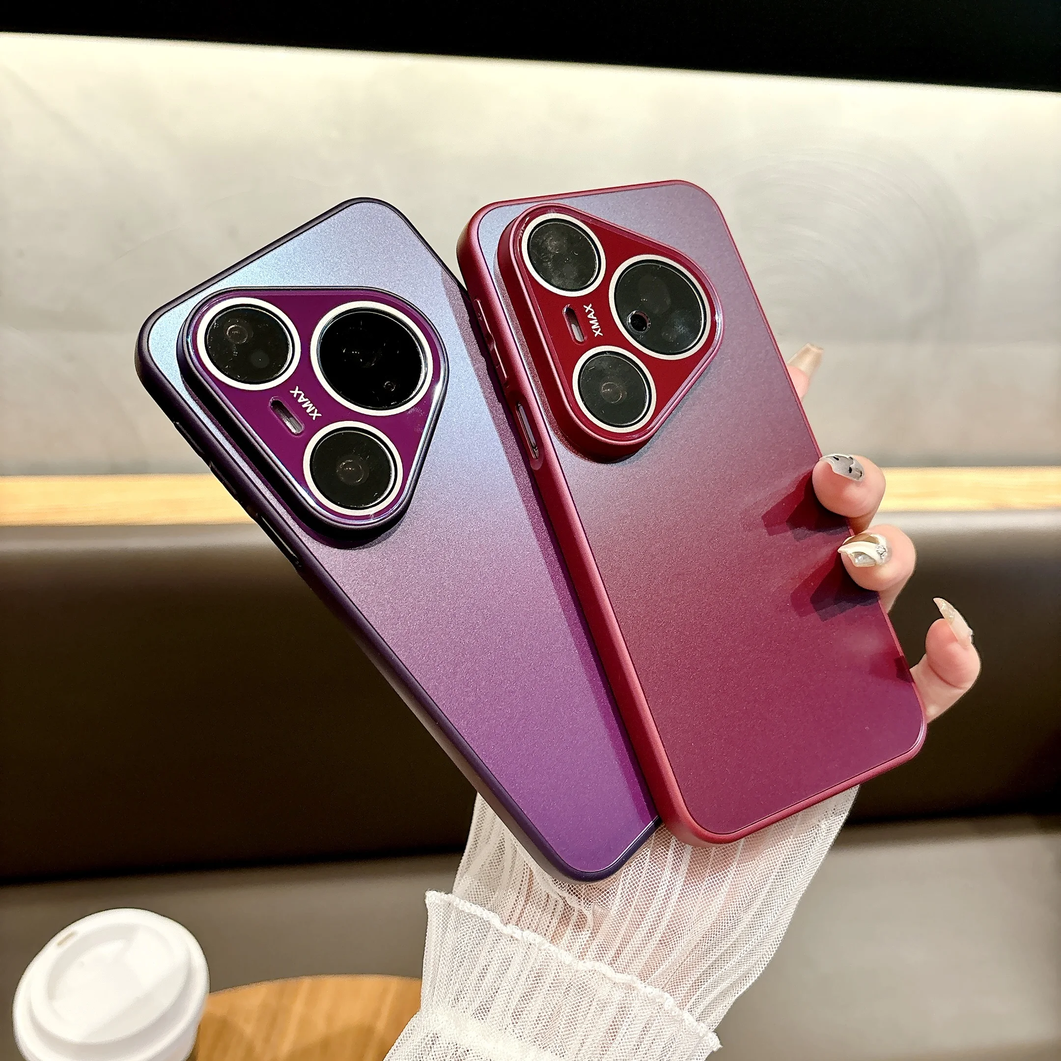 

Shockproof Built-in Glass Lens Camera Protection Case For Huawei Pura 80 Pro 70 Pro, Anti-Scratch Slim Matte Hard Phone Cover