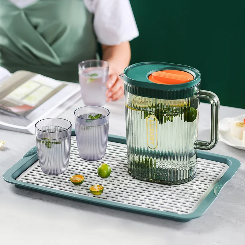 Jarra de Agua de Limonada de 2000 ml, Jarra Transparente Resistente al Calor para Agua Fría con Asa y Tapa, Jarra de Gran Capacidad para Oficina y Hogar