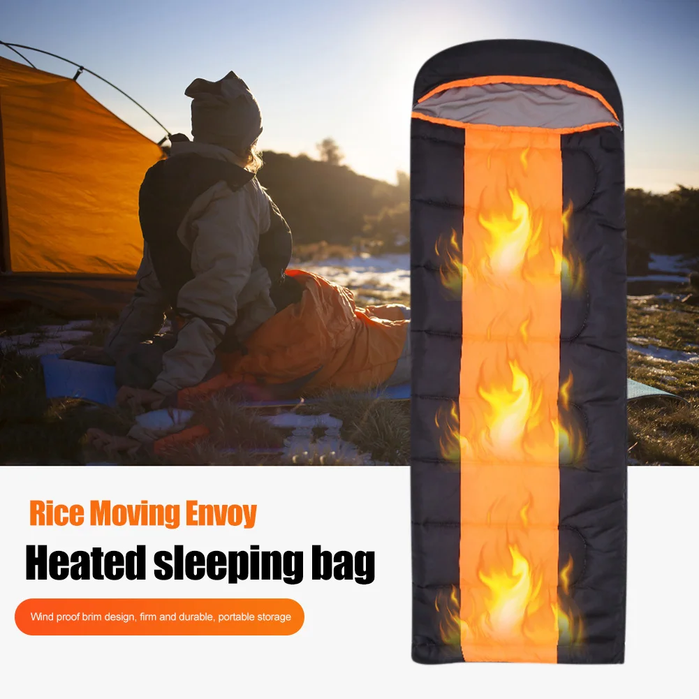 Winter Heated Sleeping Pad Type-C 5V Emergency Sleeping Bag 3-Level Temperature Portable for Outdoor Camping for Travel Hiking