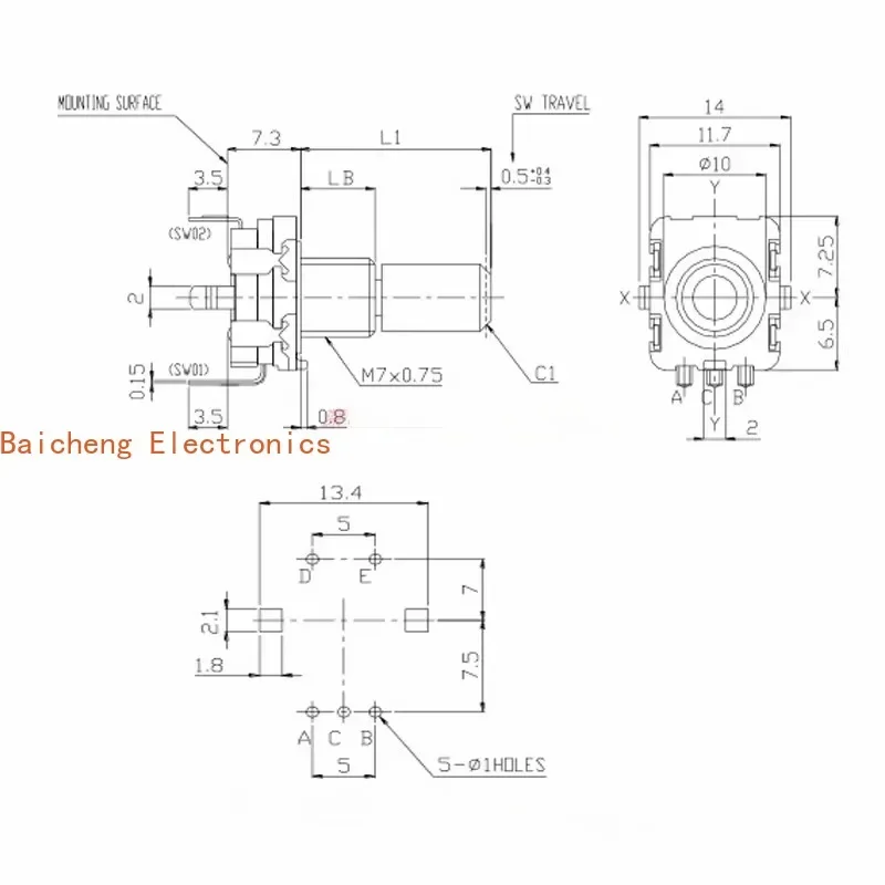 10PCS EC11 encoder DC11B2021494 power amplifier 20 pulse with push switch half axis 15mm
