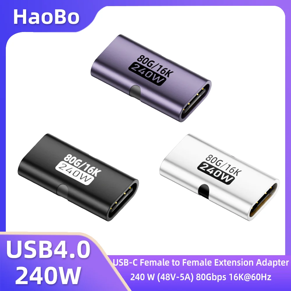 USB C Female to Female Adapter PD 240W 80Gbps 16K 60Hz Video - Compatible with Thunderbolt 4/3 MacBook Pro/Air iPad USB-C HUB