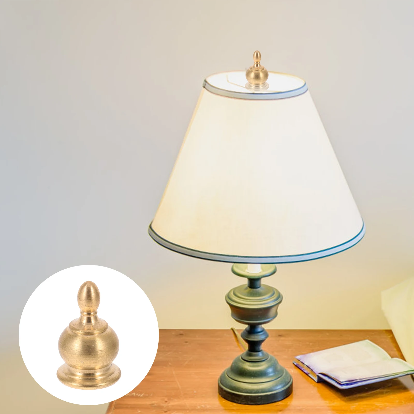 

2Pcs Copper Lamp Finial Cap Knob Elegant Finish Easy Install Decorative Accessory for Table Lamps Light Finial Knob