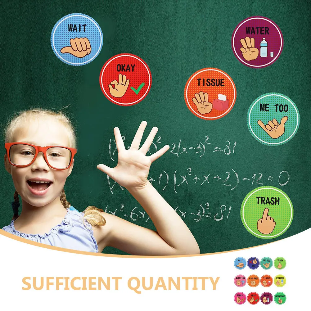 1Set Classroom Hand Signals Posters Bright Nonverbal Communication Visual Cues for Students Functional Bulletin Board Decor in