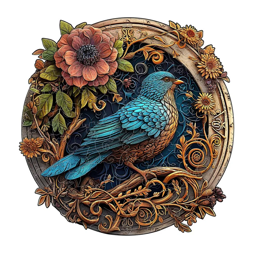 Wooden jigsaw Blue Bird gift box Exquisite gift Irregular animal shape jigsaw personalized senior unique gift family interaction
