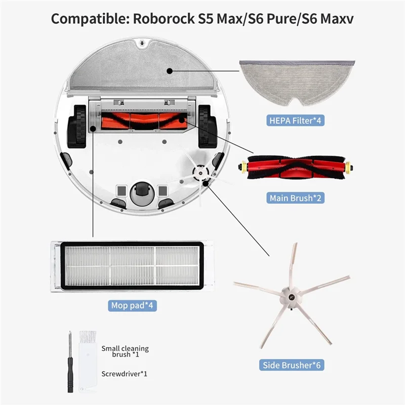 -A43I فرش جانبية رئيسية مرشحات HEPA ممسحة قماش لشاومي Roborock S5 Max S6 Pure S6 Maxv قطع غيار المكنسة الكهربائية